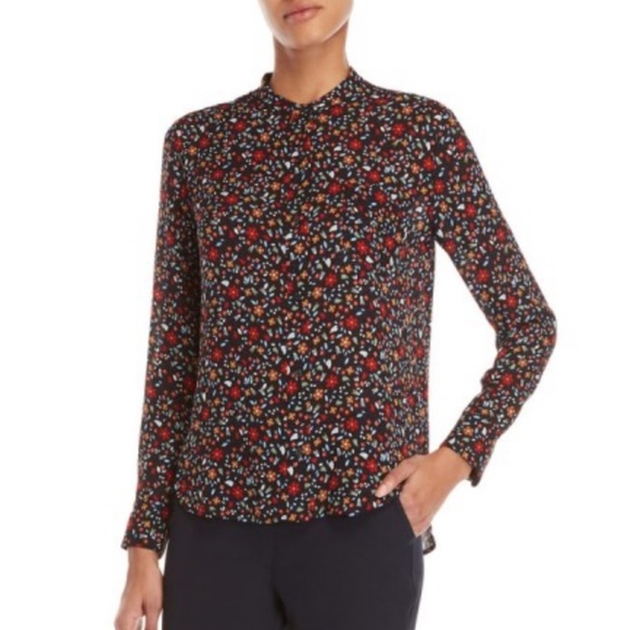 A.L.C. | black Rey Floral silk button down Top - Picture 1 of 8